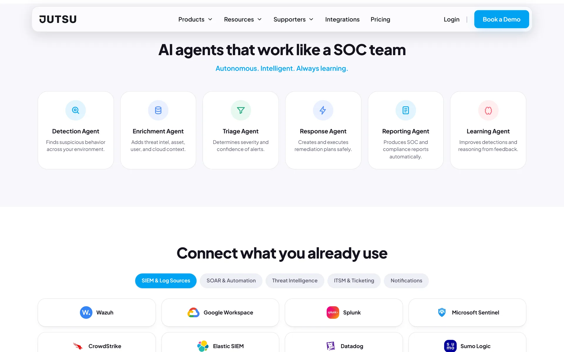 The AI agents behind the platform, as presented on jutsu.ai.