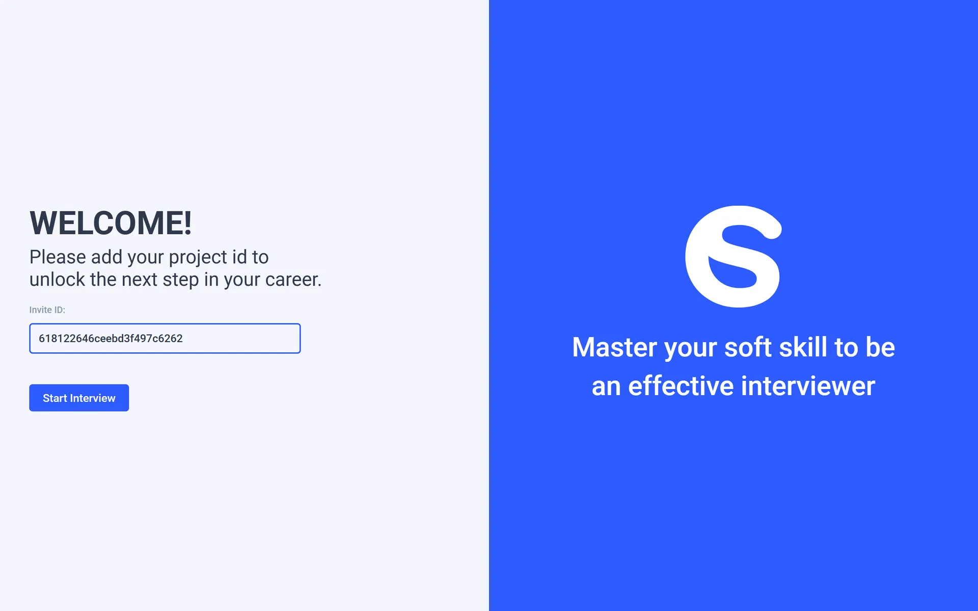 The apply app: applicants enter their invite ID.