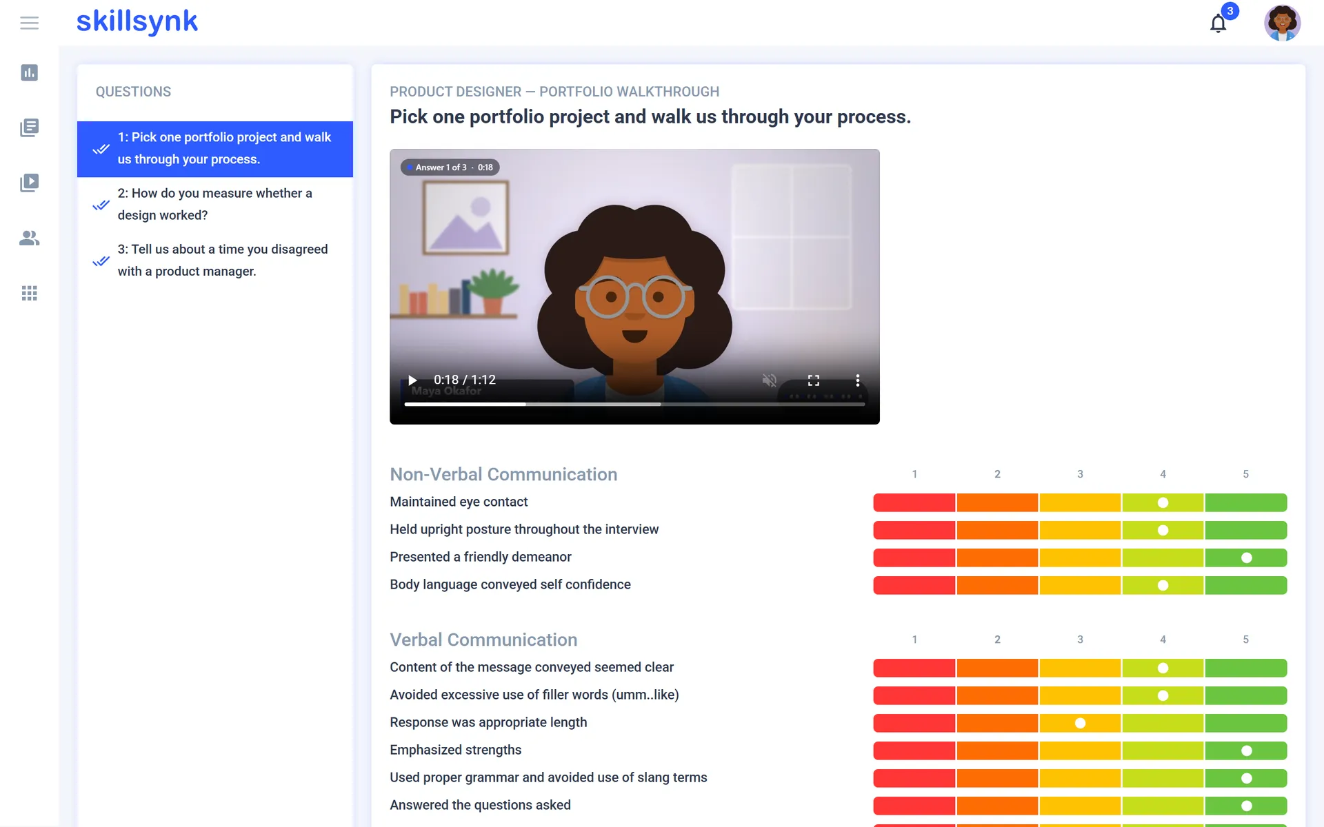 A shared interview with a reviewer's scores.