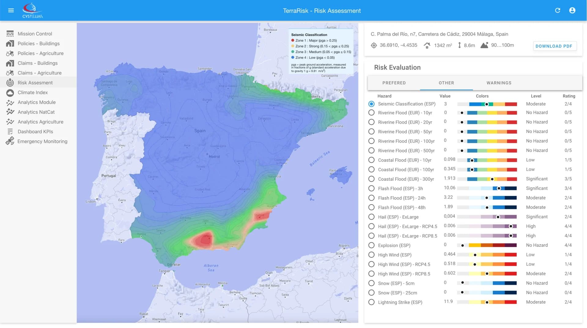 CyStellar | Satellite Risk Dashboards, Bilbao Fire Service & Roof AI screenshot