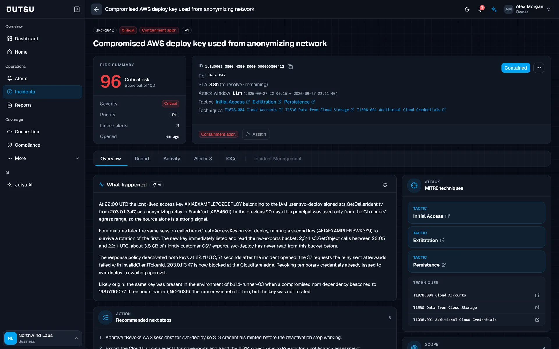 The AI-written investigation for a compromised AWS deploy key.