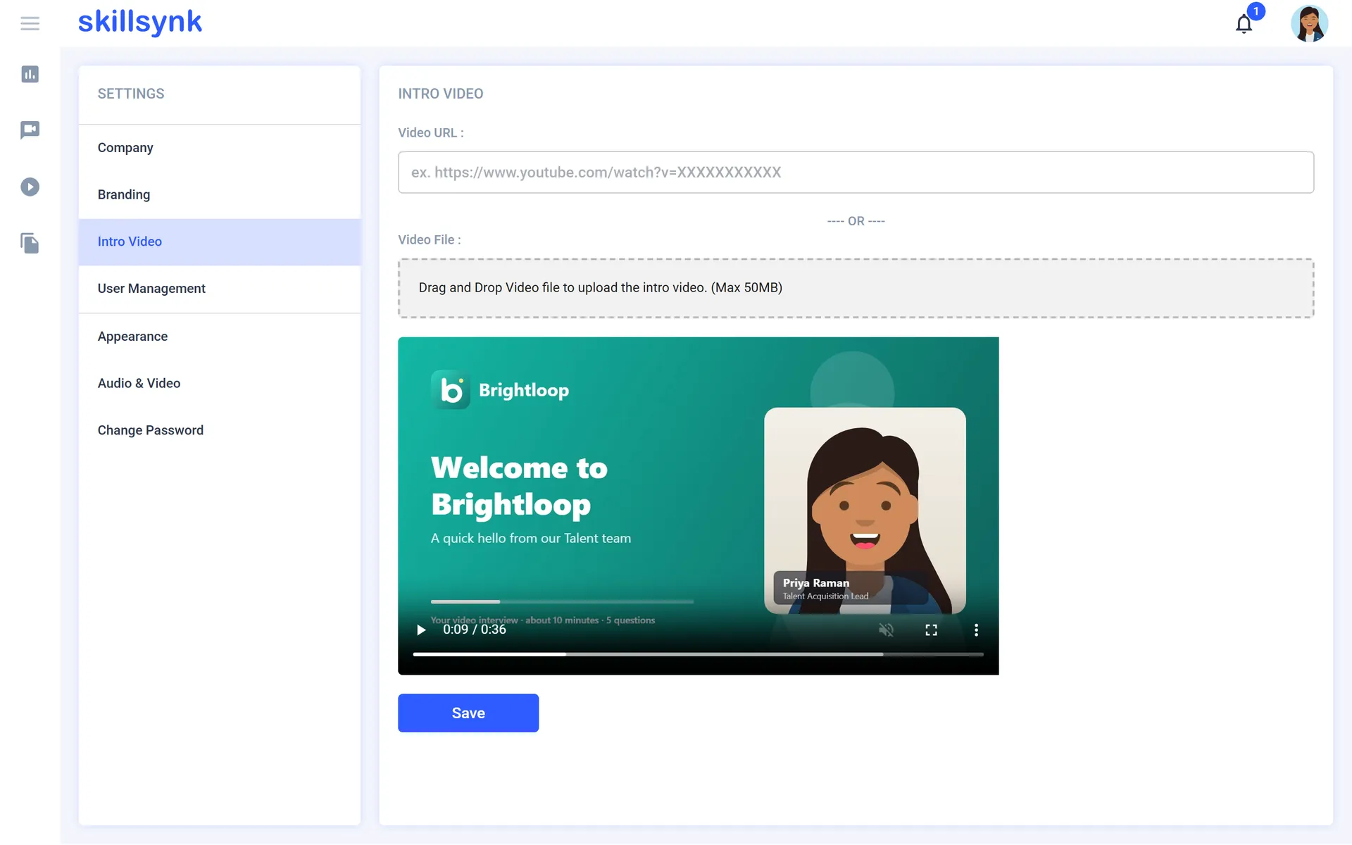 The company intro video applicants see before they start.