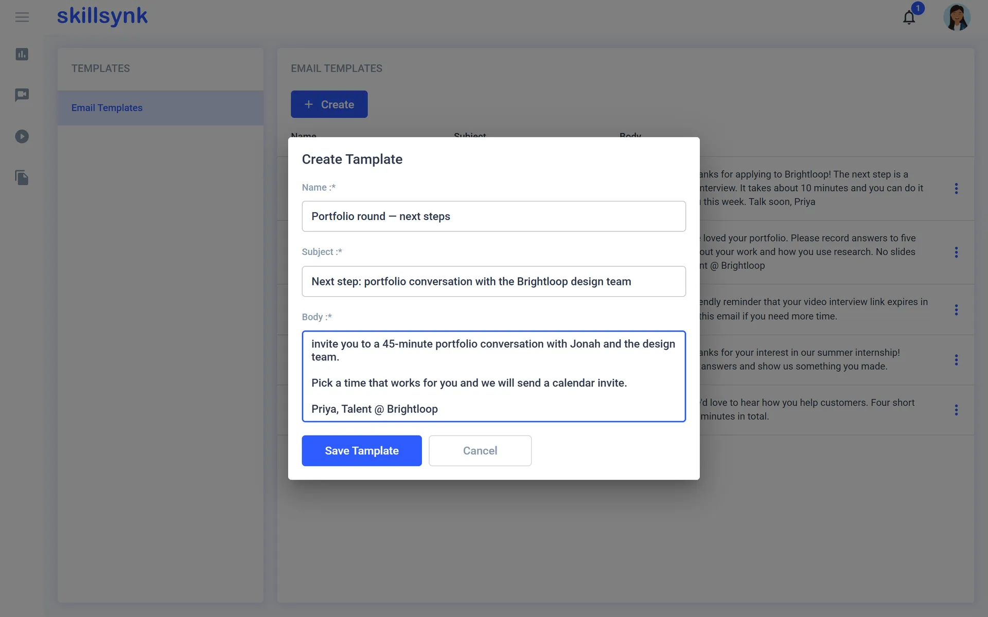 Creating an email template for invites.